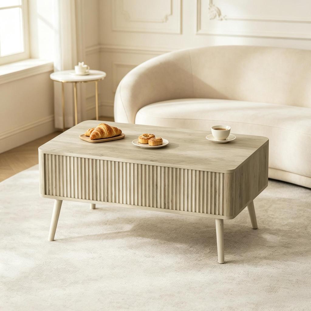 Modern Living Room Table, Coffee Table with Height-Adjustable Tabletop, Stylish Side Table, Storage Table (only with living room table)