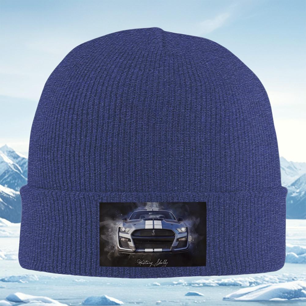 Shelby Mustang Sportwagen Design Herren Damen Unisex Strickmütze Beanie Pullovermütze Winter Thermisch Warm Weihnachten Outdoor Radfahren