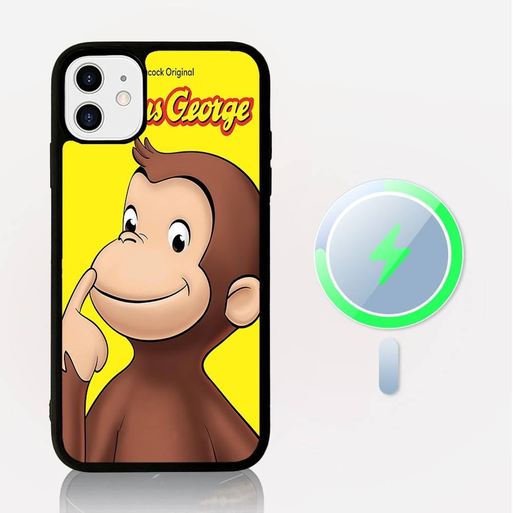 Lovely Curious G-George Monkey For Magnetic Wireless Phone Case For IPhone 17 16 15 14 13 12 11 Pro Max Plus Mag Phone Cover