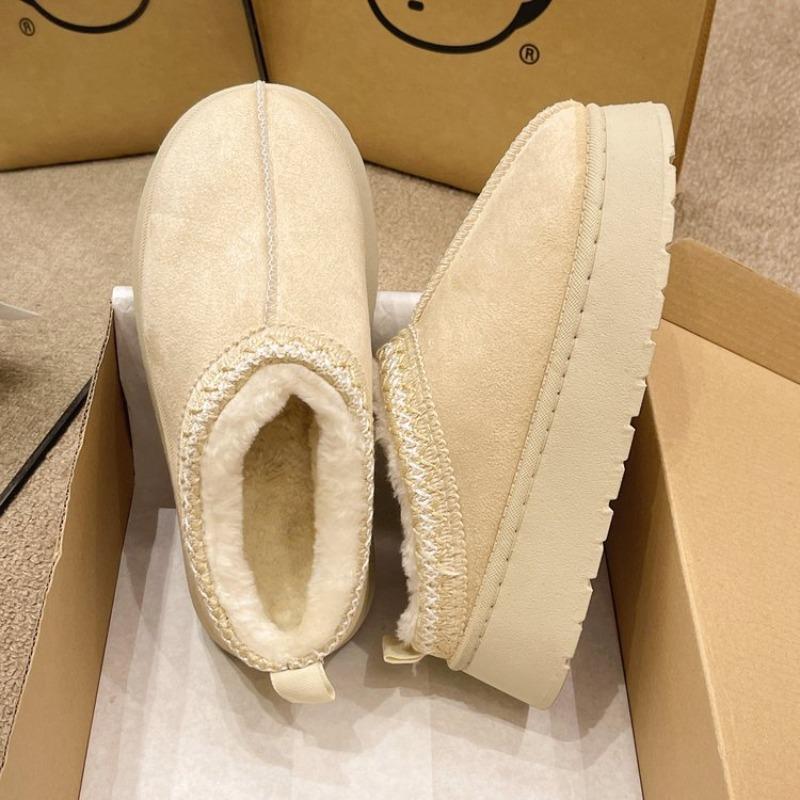 Winter new Mao Mao mouth snow boots women's thick-soled short tube thickened one pedal lazy light cotton shoes