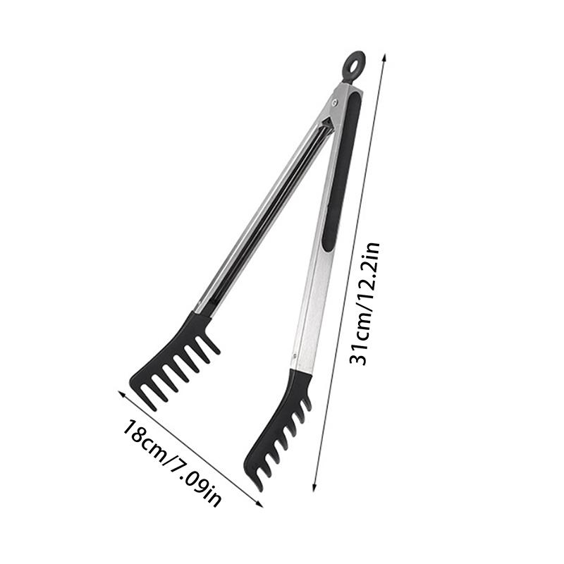 Stainless Steel Noodle Tongs Non-Slip Handle Heat-Resistant Chuck Easy To Store Multi-Functional Food Tongs