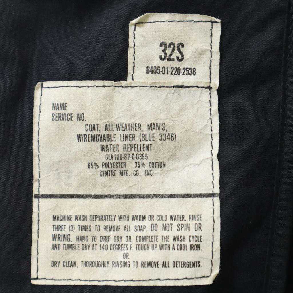 US NAVY 80s Vintage DLA All Weather Coat Military Coat 32 Liner Men's Used