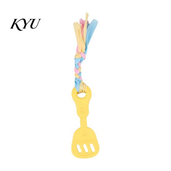 Interactive Knot Pulling Toys Spatula Shaped Dog Chew Toy with Braided Fabric Rope, Puppy Teething Rope for Medium Dogs Toy, Pet Molar Small