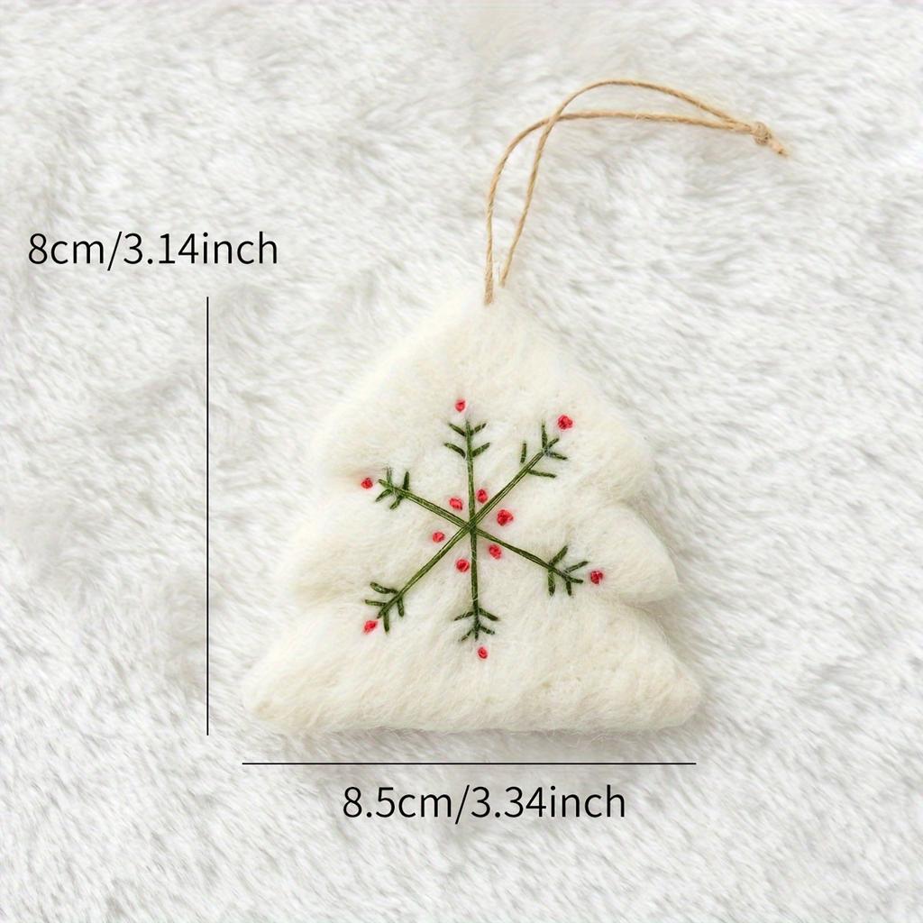 1pc Christmas Decoration Ornament - Wool Felt Mini Snowflake & Heart-Shaped Hanging with Red Berries, Multi-Holiday Decor