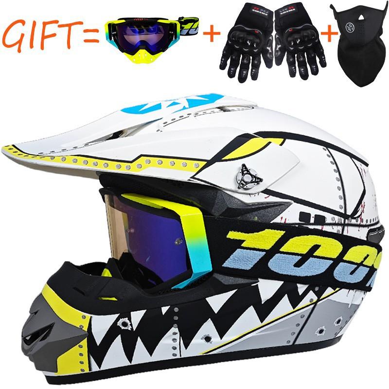 Equipped With 100% Goggles + Gloves Mask Off-road Helmet Mountain Biking Downhill Youth Go-kart