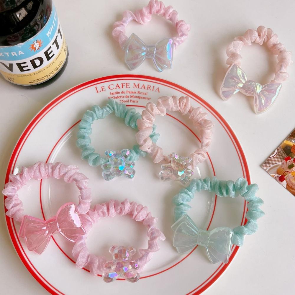 

For Girls Temperament Bow Bear Ponytail Holder Korean Scrunchies Women Hair Ties Organza Hair Ropes