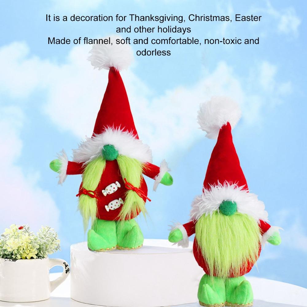 Desktop Ornament Dwarf Elf Doll Padding Cotton GreenHaired Plush Doll Plush Doll  Christmas