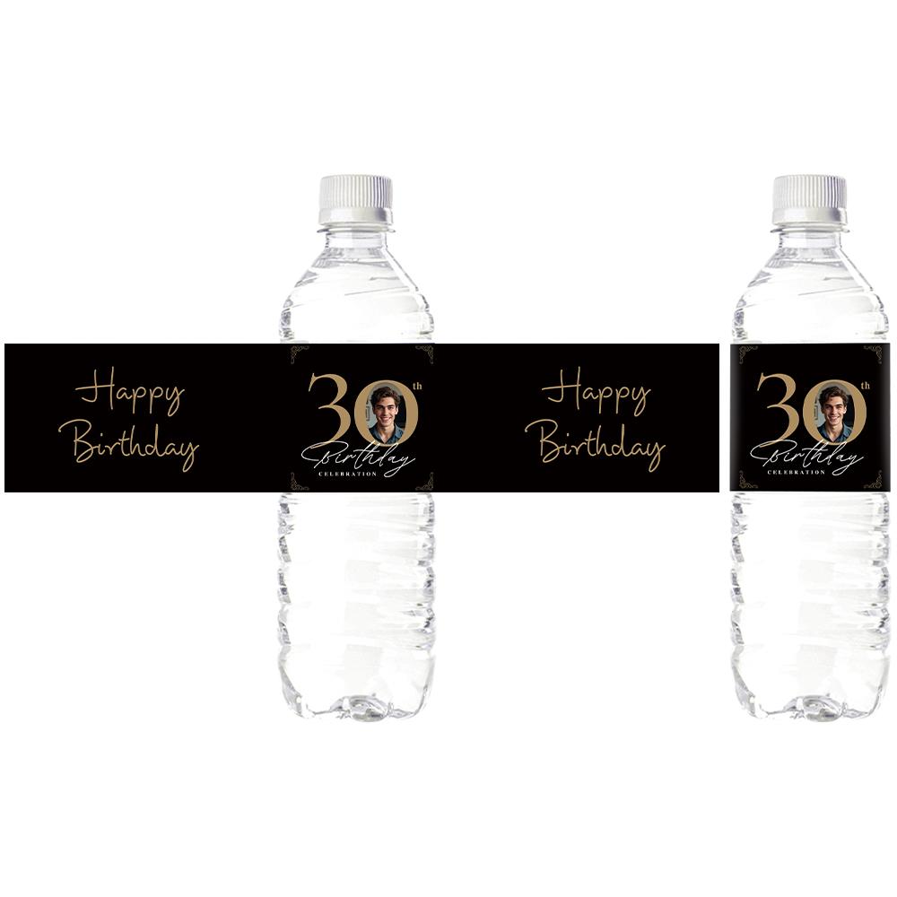 30pcs Custom 30 40 50 60 70th Birthday Party Bottle Sticker with Personalised Face Photo for Adult Birthday Party Decorations