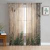 Vánoce Dřevo Cedr Rostlina Tyl Závěsy do obývacího pokoje Ložnice Kuchyňské dekorace Šifon Průsvitný voál Závěsy na okna Závěsy