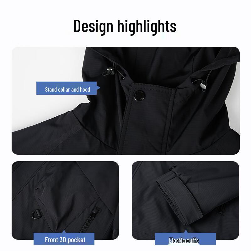 TRIES Men's Hooded Water-Repellent Casual Jacket