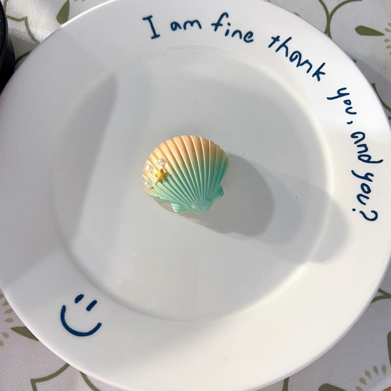 Korean Cute 3D Gradient Seashell Starfish Foldable Stretch Grip Tok Phone Holder Finger Ring Socket Support For iphone 15 14