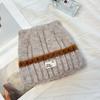 Color matching wind wool knitted hat women's autumn and winter warm versatile fashion pile cold hat show face small bag head hat