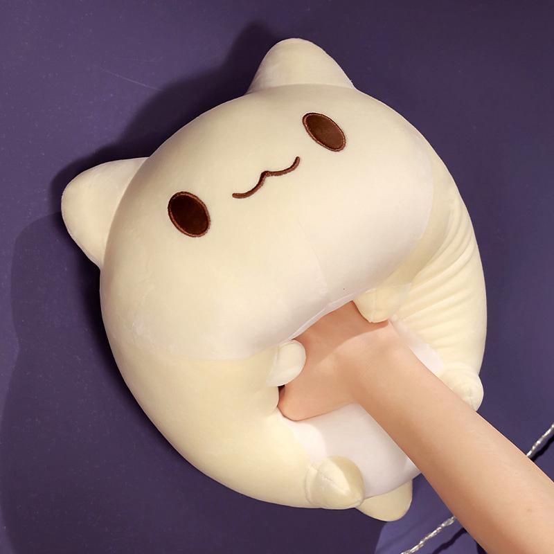 Charming Cat Plush Toy Stuffed Fluffy Cat with Fish Tail Kawaii Cat Soft Doll Toy Gift