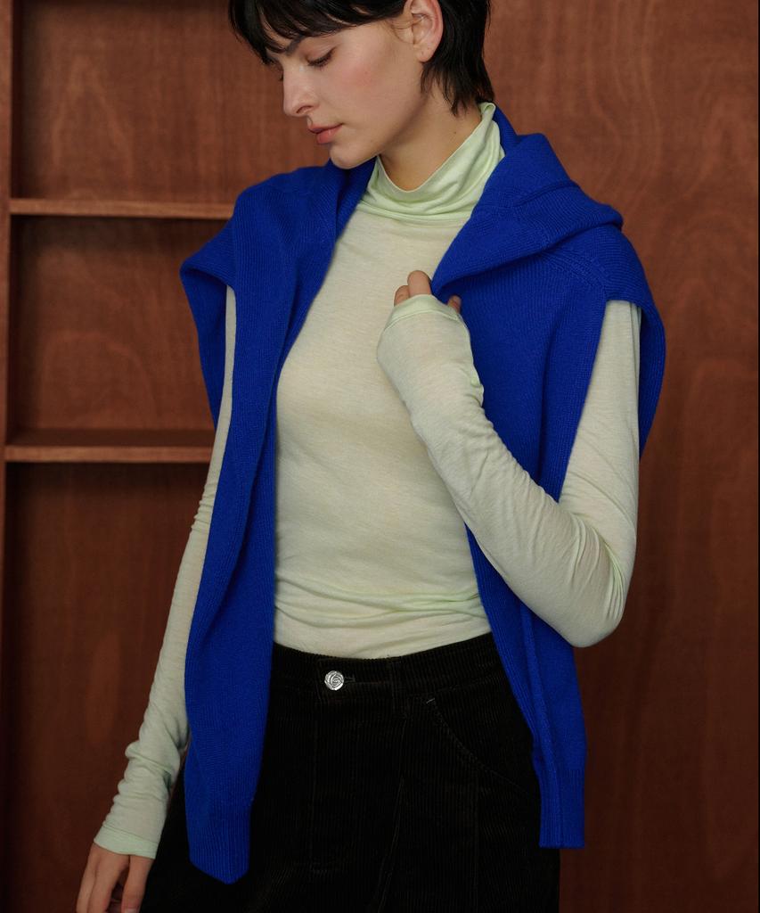 MELLY&ROSE Soft Wool Tencel Turtleneck T-Shirt (319948)_Lime