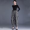 cotton plus size vintage plaid high waist casual loose spring autumn Pants Women Loose Casual Trousers