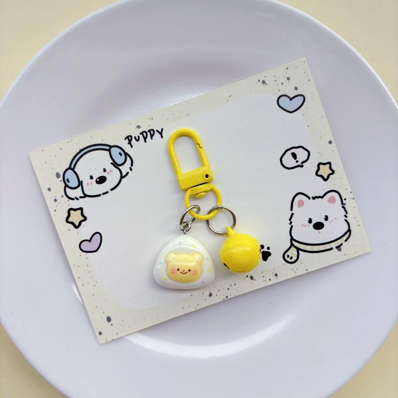 Cute Custard Bear Keychain: Soft Cartoon Pendant for Girls & Students