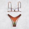 Halter Neck Backless Triangle Single Swimsuit Bikini Suits Women's Lace Up Gradient Split Swimwear