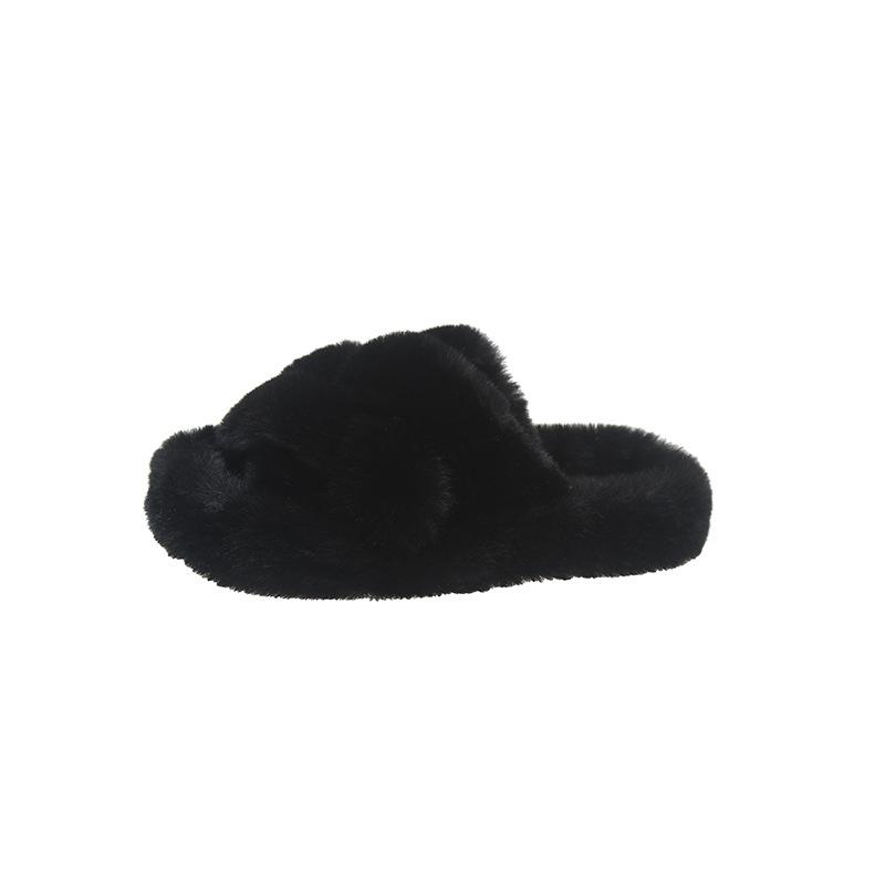 Dicke Sohle flauschige Hausschuhe Damen Winterbekleidung 2025 neu Internet-Berühmtheit super angesagt Fee Mode Kreuz Ein-Wort warme Hausschuhe