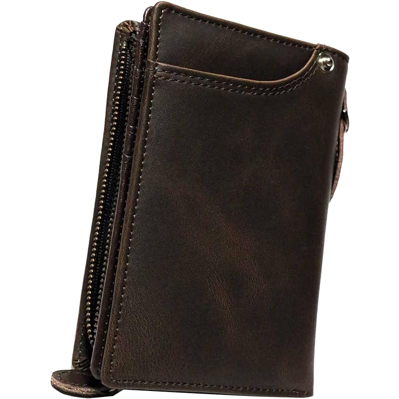 

[FashionBerry] brown bifold wallet bifold wallet men s genuine leather cowhide compact wallet long wallet long life small wallet multifunctional large