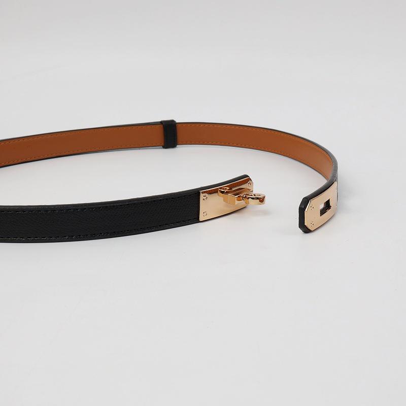 Women's Korean Style Grey Belt - Hole-Free Buckle, Fashionable, Versatile, Adjustable Thin Waistband, Decorative Skirt Accessory.