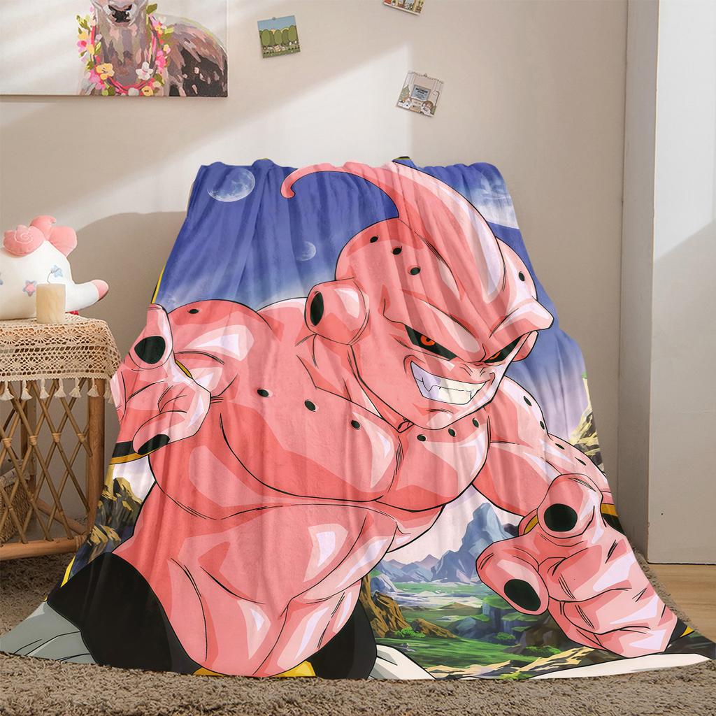 1PC Majin Buu Print Flannel Blanket, High quality All Seasons, Home Decor, Warmth and Comfort, Perfect for Christmas Gifts
