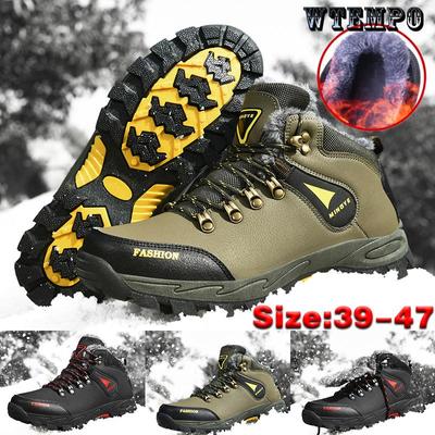 Zapatos de invierno de PU para hombre, zapatos de invierno cálidos de caña alta para hombre, talla grande 39-47