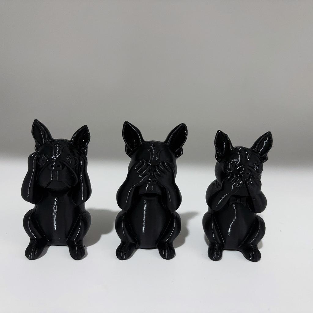French Bulldog Statue Ornament, Listen, Look, Speak Wisdom Puppy Statue, Perfect Gift for Smart and Satirical Dog Lovers