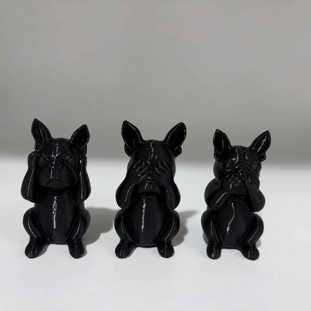 

French Bulldog Statue Ornament, Listen, Look, Speak Wisdom Puppy Statue, Perfect Gift for Smart and Satirical Dog Lovers чорний