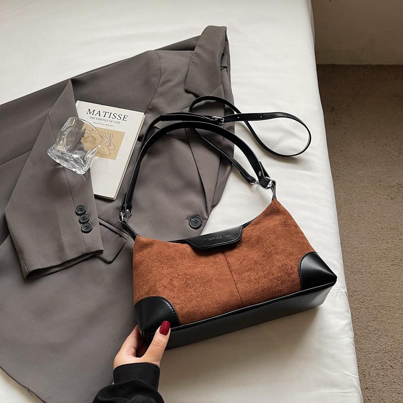 Casual Contrasting Colors Niche Maillard Commuter Bag New Versatile Women's Messenger Bag Retro Shoulder Armpit Bag