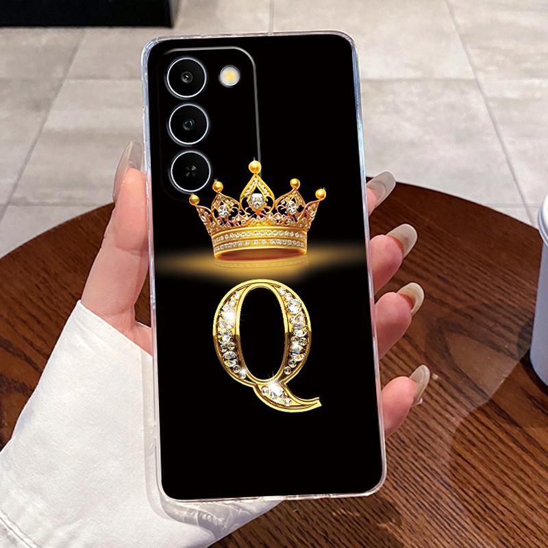 Case For Realme C83 5G/P4 Lite 5G Transparent TPU Silicone Shockproof Soft Casing Beautiful Crown Letters Pattern Couple Shell