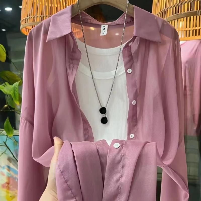 Sun Protection Clothing Thin Coat Women's New Summer Loose Breathable Ice Silk Chiffon Shirt
