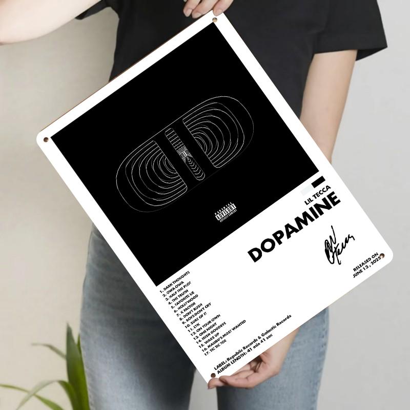 Lil Tecca Dopamine Album Cover Custom Metal Wall Art Music Decor for Bedroom Living Room 20X30CM