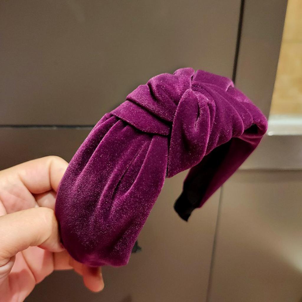 PROLY Neue Mode Damen Haarband Herbst Winter Turban Breite Seite Weiches Goldenes Samt Stirnband Für Erwachsene Einfarbig Klassische Kopfbedeckung