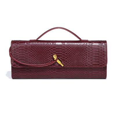 Módní horizontální dámská ruční společenská kabelka, retro kabelka bageta s tradičním kamenným vzorem, všestranná taška přes rameno crossbody s organizérem