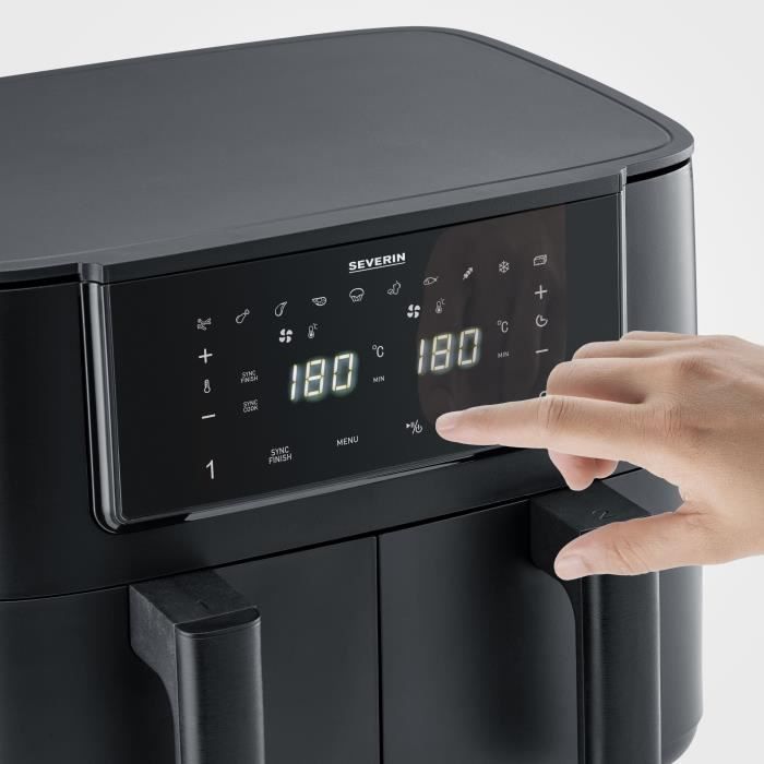 Friteuse sans huile SEVERIN - Airfryer FR2463 - Capacité 8L - Double cuve - 10 programmes - 2600W