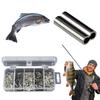 250/300/500pcs Copper Double Single Crimping Loop Sleeve Barrel Crimp Sleeves Fishing Line Crimp Wire Leader Fishing Accessories
