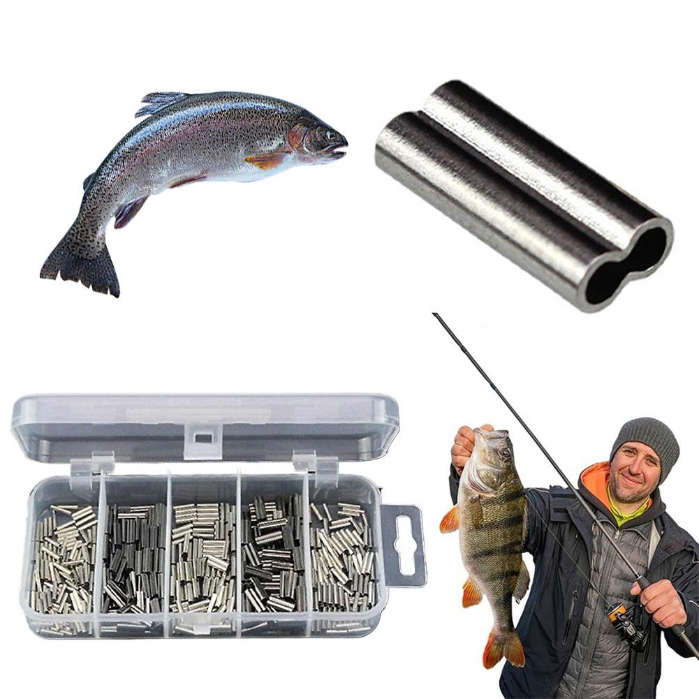 250/300/500pcs Copper Double Single Crimping Loop Sleeve Barrel Crimp Sleeves Fishing Line Crimp Wire Leader Fishing Accessories