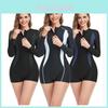 Euro Style Womens Long Sleeve Swimsuit With Zipper For Swim And Fitness Activities