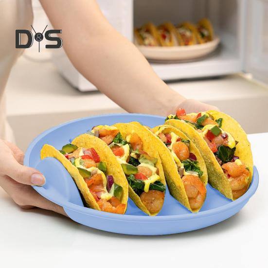 Silikonové talíře na držení taco Velkokapacitní stojan na taco s přihrádkami Bez BPA Protiskluzové stojany na talíře na tortilly Servírovací tác na taco pro rodinu Mexické taco