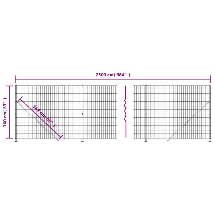 VidaXL Clôture en Treillis Métallique avec Bride, Panneau de Clôture Décoratif, Barrière de Protection Jardin Patio 154172