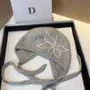 2026 Womens Rabbit Fur Knit Hat Floral Embroidery Ear Flap Tie Winter Warm Beanie