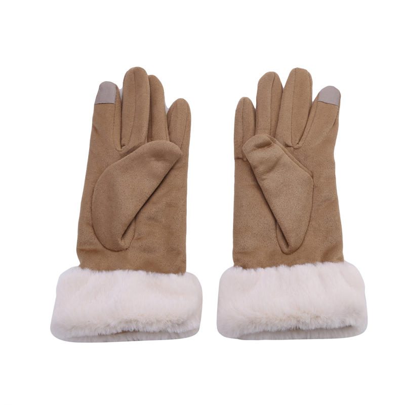 Women’s Winter Warm Touch Screen Gloves Suede Leather Double Thick Velvet Plush Wrist Cycling Driving Outdoor Cold-Resistant Mittens