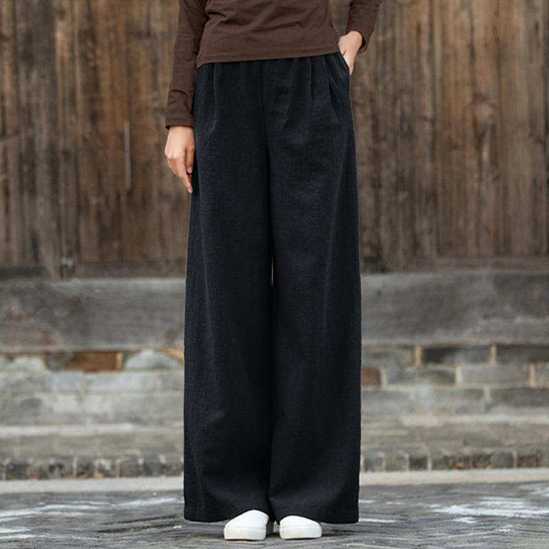 Cotton and Linen Wide-leg Pants Spring and Summer Literary Casual Pants Big Feet Wide-leg Pants Linen All-match Women's Long Pants
