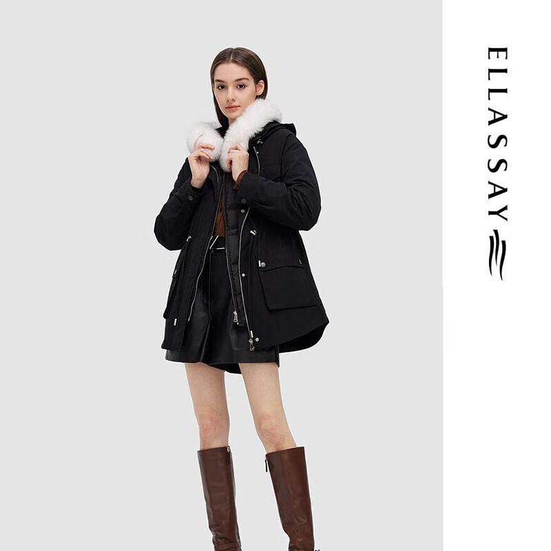 ELLASSAY Women's Autumn/Winter Waist-Cinched Parka Down Jacket EWD344L04100