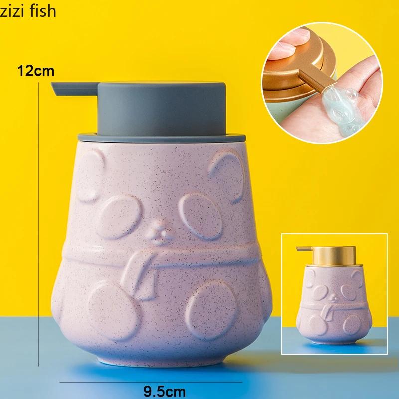 Animal Embossed Ceramic Hand Sanitizer Bottling Bathroom Shower Gel Shampoo Lotion Bottle Household Disinfectant Press Container