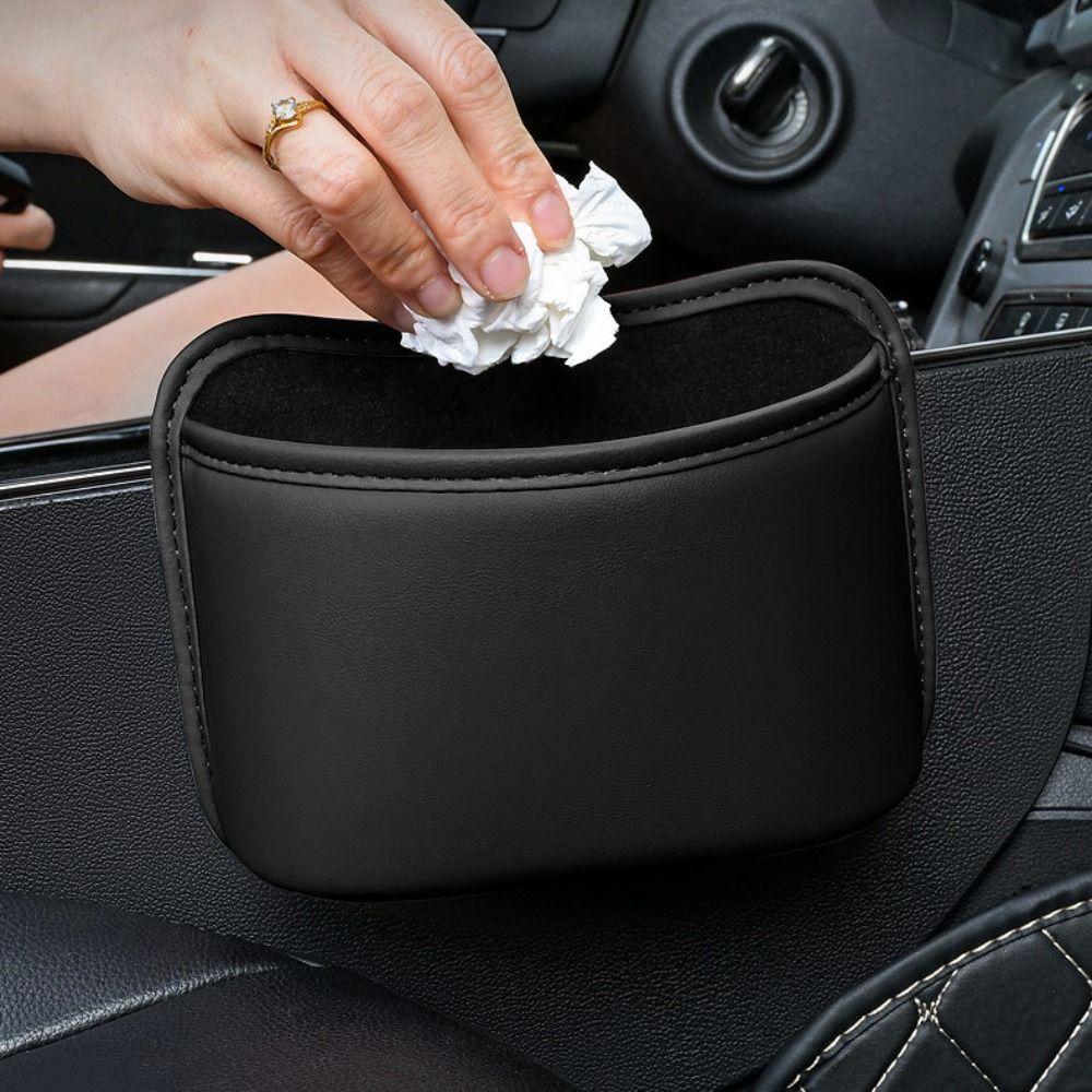 Leather Car Door Storage Box Waterproof Car Trash Can Convenient Car Cup Holder Sundries