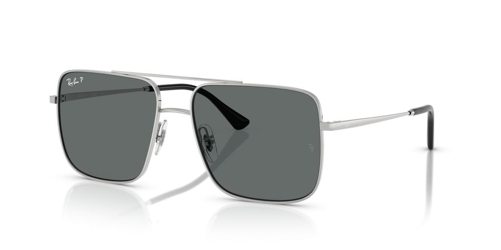 Ray-Ban ARI Sunglasses 0RB3758 SILVER / DARK GREY POLAR (Polarized, Square)