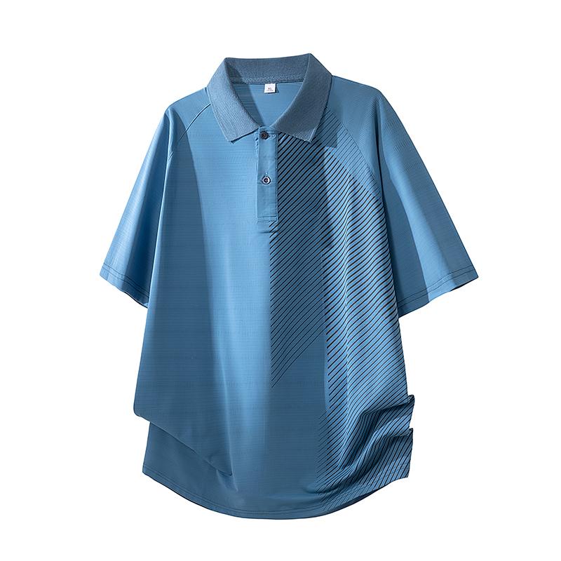 

Summer Ice Silk Short Sleeve T-shirt Men s Loose Half Sleeve T-shirt Ice Silk Thin Collar Polo Shirt 2XL