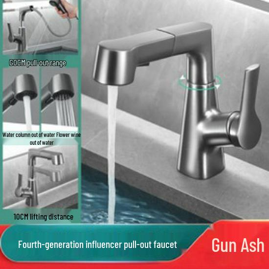Rotating Brass Countertop Basin Faucet with Digital Display & Aerated Waterfall