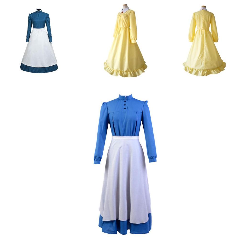 Howl's Moving Castle Sophie Zipper Back Long Sleeve Dress For Cosplay